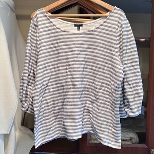 Talbots Stripe 3/4 Puff Sleeve Top